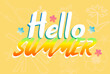 © paulmalaianu - Text Hello Summer on yeloow background with floral patterns.