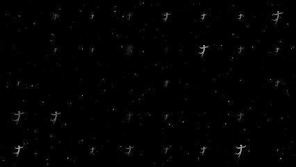 Poster - Template animation of evenly spaced figure skating symbols of different sizes and opacity. Animation of transparency and size. Seamless looped 4k animation on black background with stars