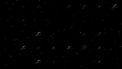 Poster - Template animation of evenly spaced Ski jumping symbols of different sizes and opacity. Animation of transparency and size. Seamless looped 4k animation on black background with stars