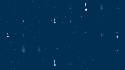 Poster - Template animation of evenly spaced gyroscooters of different sizes and opacity. Animation of transparency and size. Seamless looped 4k animation on dark blue background with stars