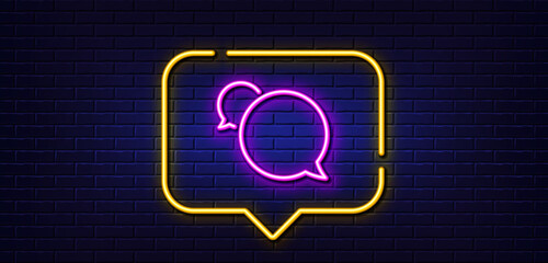 Poster - neon light speech bubble. messenger line icon. speech bubble sign. chat message symbol. neon light b