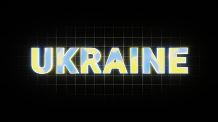 Aufkleber - Beautiful Abstract background words UKRAINE with blue and yellow light on a black.  3d rendering illustration Background pattern for design.