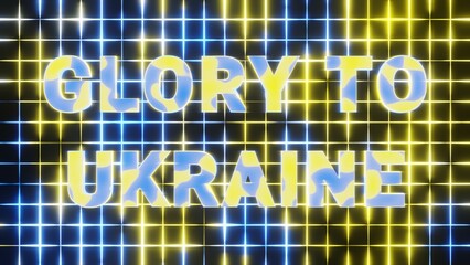 Aufkleber - Beautiful Abstract background words GLORY TO UKRAINE with blue and yellow light.  3d rendering illustration Background pattern for design.