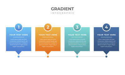 Wall Mural - Timeline infographic design. Colourful infographic steps with text boxes. Business concept with 4 steps.