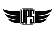 UPS Three Letter Wing Minimalist Creative Concept Icon Eagle Symbol Professional Black And White Logo Design, Vector Template