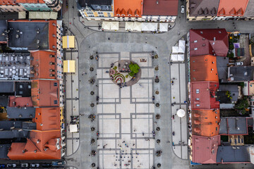 Canvas Print - Old Town Market Square in Pszczyna city, Silesia, Poland