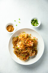 Canvas Print - Stir fry noodles with shrimps