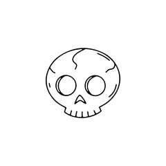 Wall Mural - Hand drawn line art monochrome Halloween skull illustration.