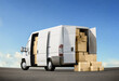 Delivery truck fast service e-commerce business background concept.  