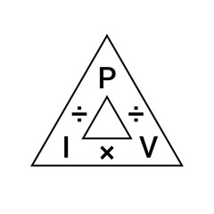 Poster - Watts amps volts formula in physics. Watts law. Power formula triangle in electricity