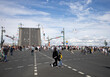 © Olga - Saint-Petersburg, Russia, raised palace bridge, during the day. Preparations for the holiday, Navy Day in St. Petersburg. Street festivities, Russia