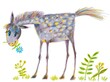 © Elena - Drawing of a horse in children's style. Illustration for a children's book, postcard.