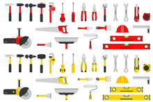 Mechanic Tool Set. Construction, Building, Repair Icon Set For Banner Labor Day