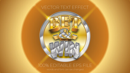 Poster - bet and win editable text effect style, EPS editable text effect