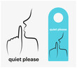 Symbol bitte nicht stören, bitte leise sein, pssst oder shhh Geste als Türanhänger 
