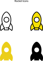 Poster - rocket icon set isolated on white background with deferent style. rocket icon thin line outline linear rocket symbol for logo, web, app, UI. rocket icon simple sign.