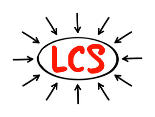 Poster - lcs - least cost selection acronym text with arrows, business concept background