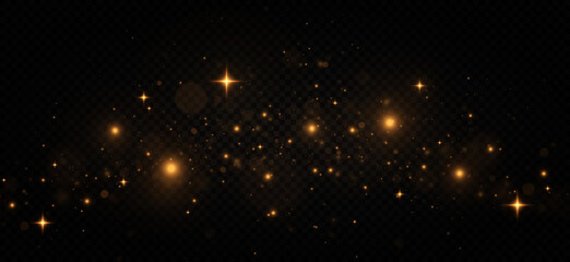 Wall Mural - christmas golden dust. beautiful sparks shine with special light. magical yellow dust particles. chr