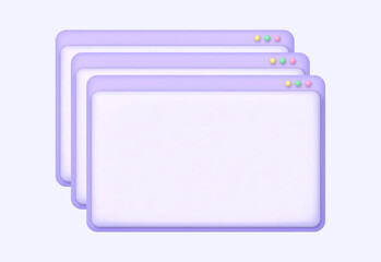 Browser window glitch, PC user interface lag, dialog box notification duplicated several times. 3D vector illustration.