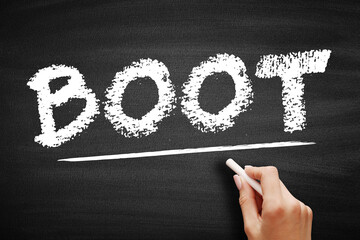 Poster - BOOT - Build Own Operate Transfer is a form of project delivery method, acronym concept on blackboard