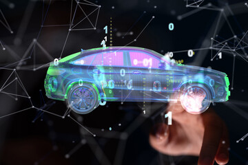 Poster - digital car technology smart in virtuel room