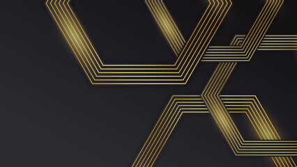 Abstract black and gold luxury background with shiny textured layered modern light rays effect shapes