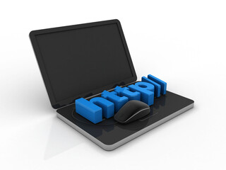 Poster - 3d illustration http connected mouse on laptop 
