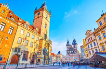 The Tall Tower Of Old Town Hall With Astronomical Clock, Prague, Czech Republic
