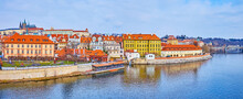 Panorama Of Mala Strana And Hradcany Districts From Vltava River, Prague, Czech Republic