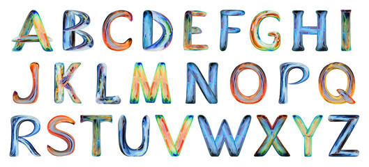 Multicolored alphabet for children on black background