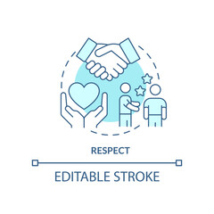 Wall Mural - Respect turquoise concept icon. Business ethics component abstract idea thin line illustration. Ethical communication. Isolated outline drawing. Editable stroke. Arial, Myriad Pro-Bold fonts used