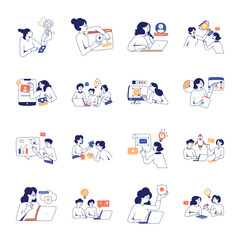 Canvas Print - Digital Art and Teamwork Flat Illustrations 

