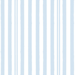 Wall Mural - Blue stripes pattern, classic striped seamless background, Hand drawn brush strokes. vector stripes, cute paintbrush line backdrop