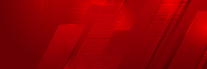 modern red abstract vector long banner. minimal background with waves arrows geometric shapes and co