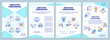 Employee onboarding turquoise brochure template. Adaptation. Leaflet design with linear icons. Editable 4 vector layouts for presentation, annual reports. Arial-Black, Myriad Pro-Regular fonts used