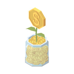 Sticker - Money Pot Plant Composition