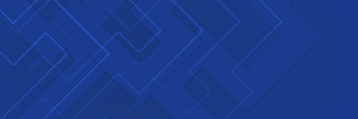 Blue abstract vector long banner. Minimal background with arrows and copy space for text. Social media cover and web banner template
