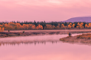 Wall Mural - Scenic Autumn Landscape in the Tetons at Sunrise