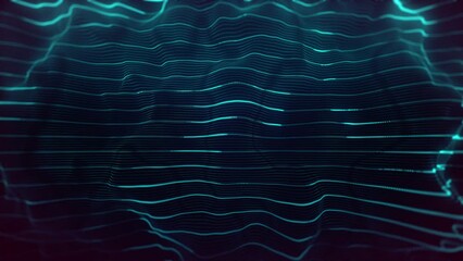 Poster - Abstract Digital Waving Neon Lines Fx Background Loop/ 4k animation of an abstract background with digital fractal particle lines waving and seamless looping