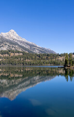 Poster - Scenic Reflection Landscape of the Tetons in Taggart Lake in Autumn