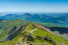 A Scenic View From Mount Snowdon On A Bright Sunny Day, Wales