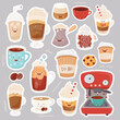 © elfivetrov - Coffee Sticker Pack. Cartoon Characters for Coffee Lovers. Vector Illustration