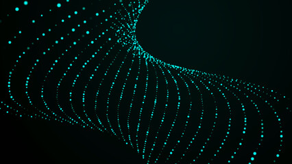Fototapete - Digital background with movement of glowing particles. Complex technologies of big data. 3D rendering.