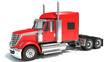 Red Semi Truck 3D rendering on white background
