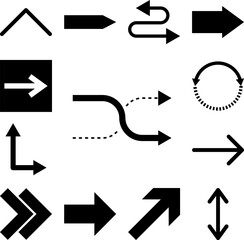 Poster - shuffle, arrow, right, navigation icon in a collection with other items
