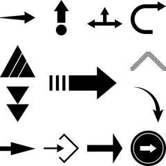 Poster - arrow, right, navigation icon in a collection with other items