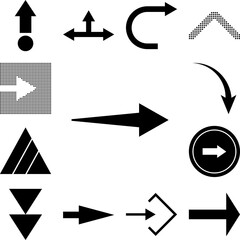 Poster - arrow, right, navigation icon in a collection with other items