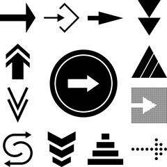 Poster - arrow, right, navigation, sign icon in a collection with other items