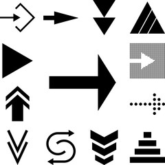 Poster - arrow, right, navigation icon in a collection with other items