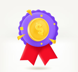 Poster - Insignia with golden coin. 3d vector icon